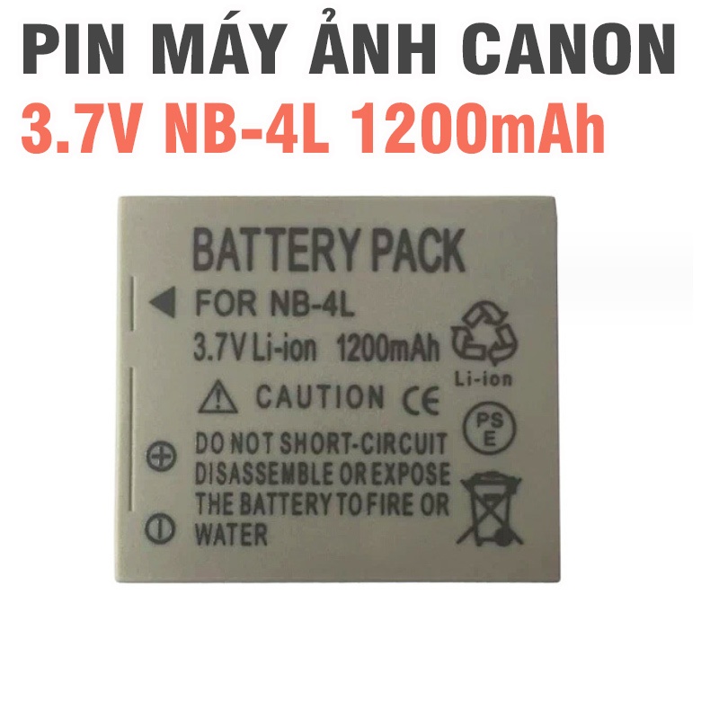 Pin máy ảnh canon NB-4L dung lượng 1200MAH dùng cho máy ảnh canon IXUS các loại