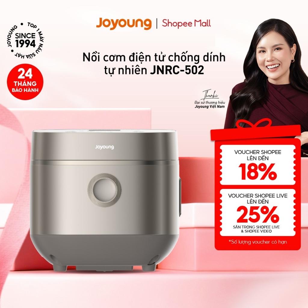 Nồi cơm điện tử 1.8L Joyoung JNRC-502 | Chống dính tự nhiên | Công suất 860W