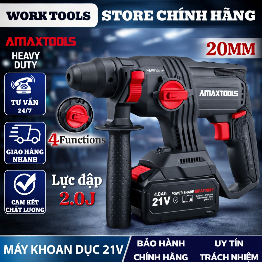 AMAXTOOLS Thân máy khoan đục bê tông 21V A3CN22SM