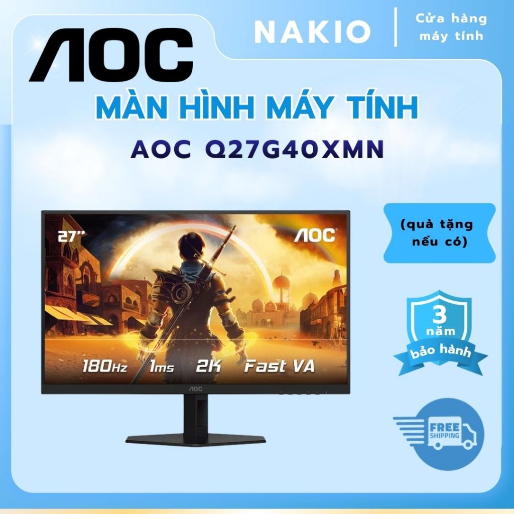 Màn Hình Gaming AOC Q27G40XMN/74 ( 27inch /Fast VA with Quantum Dot /2560 × 1440(QHD) /180Hz/1ms GtG