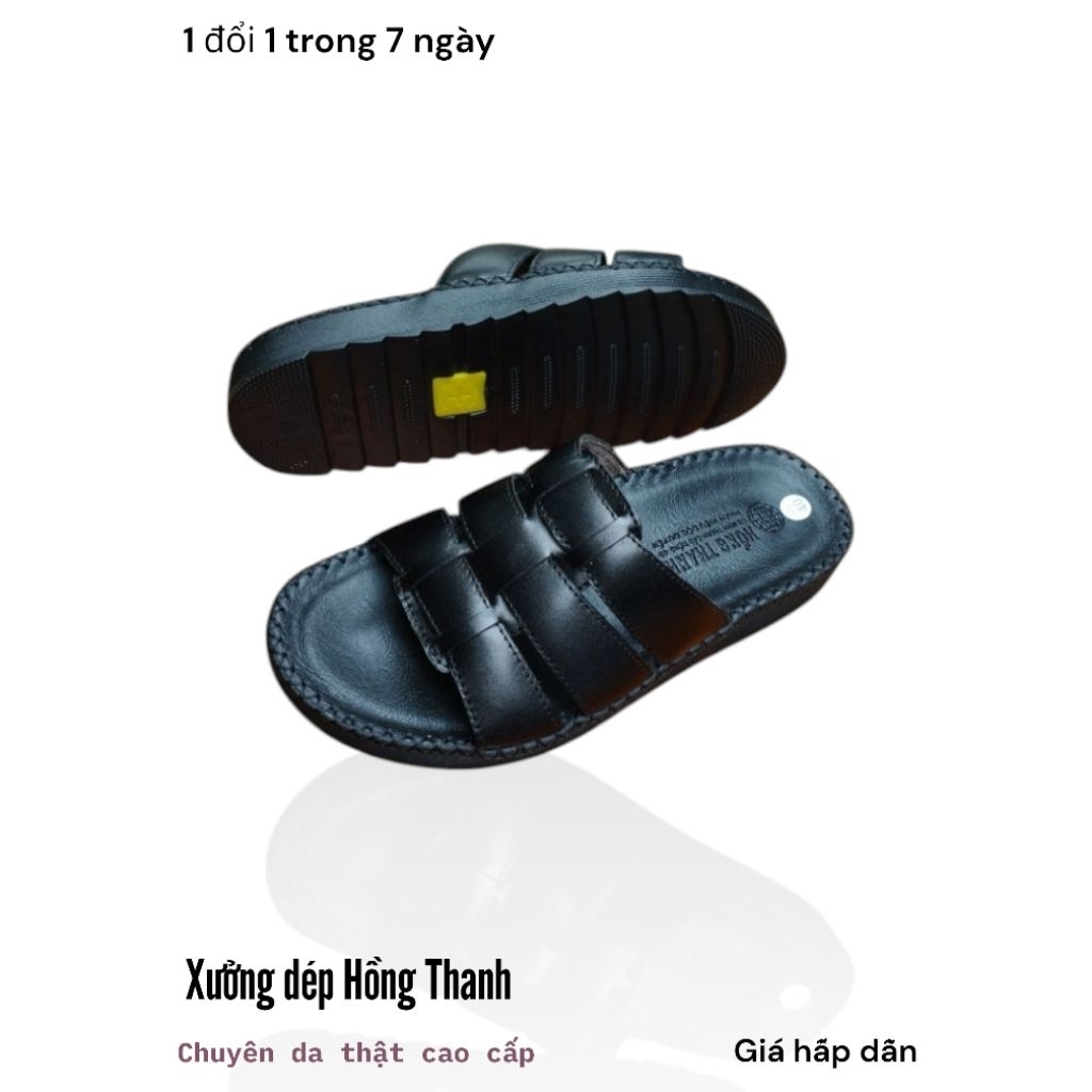 HT.42 Dép da nam quai ngang xỏ dây.hàng chuẩn shop
