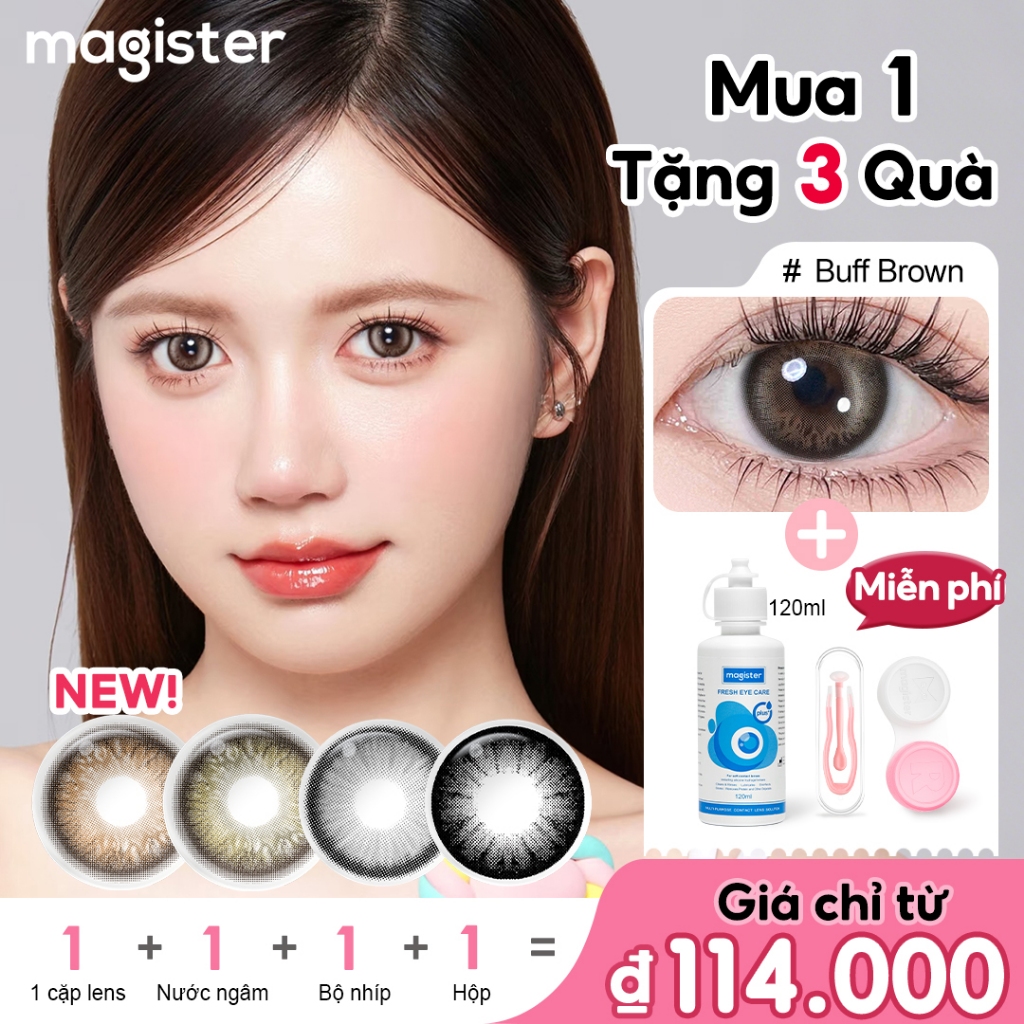 【Mua 1 tặng 3】Magister kính áp tròng màu 2 chiếc 14.2/14.5mm Lens có độ (0-6) Mua lens quà tặng miễn
