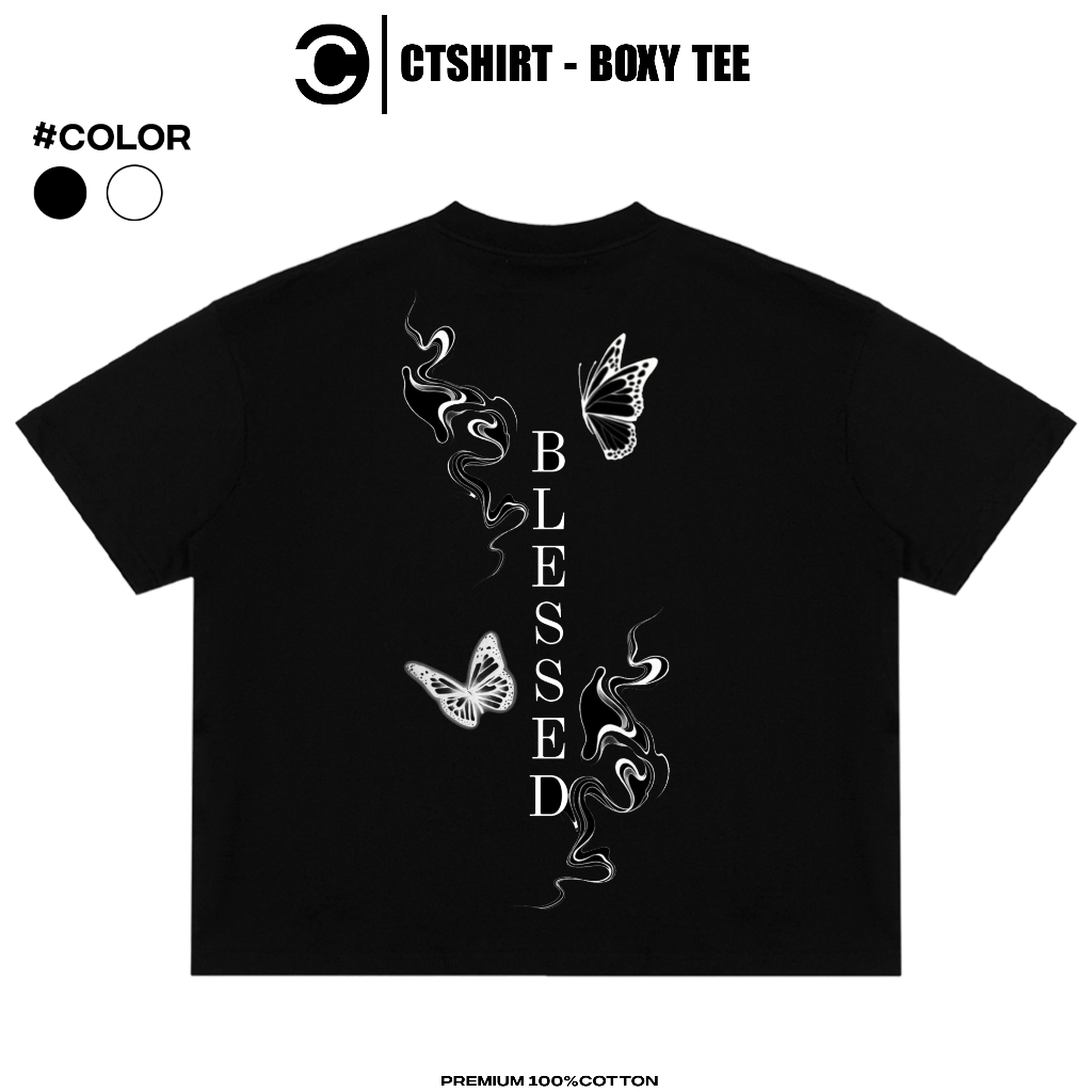 Áo Thun Boxy BLESSED 100% Cotton Tay Lỡ 250 GSM