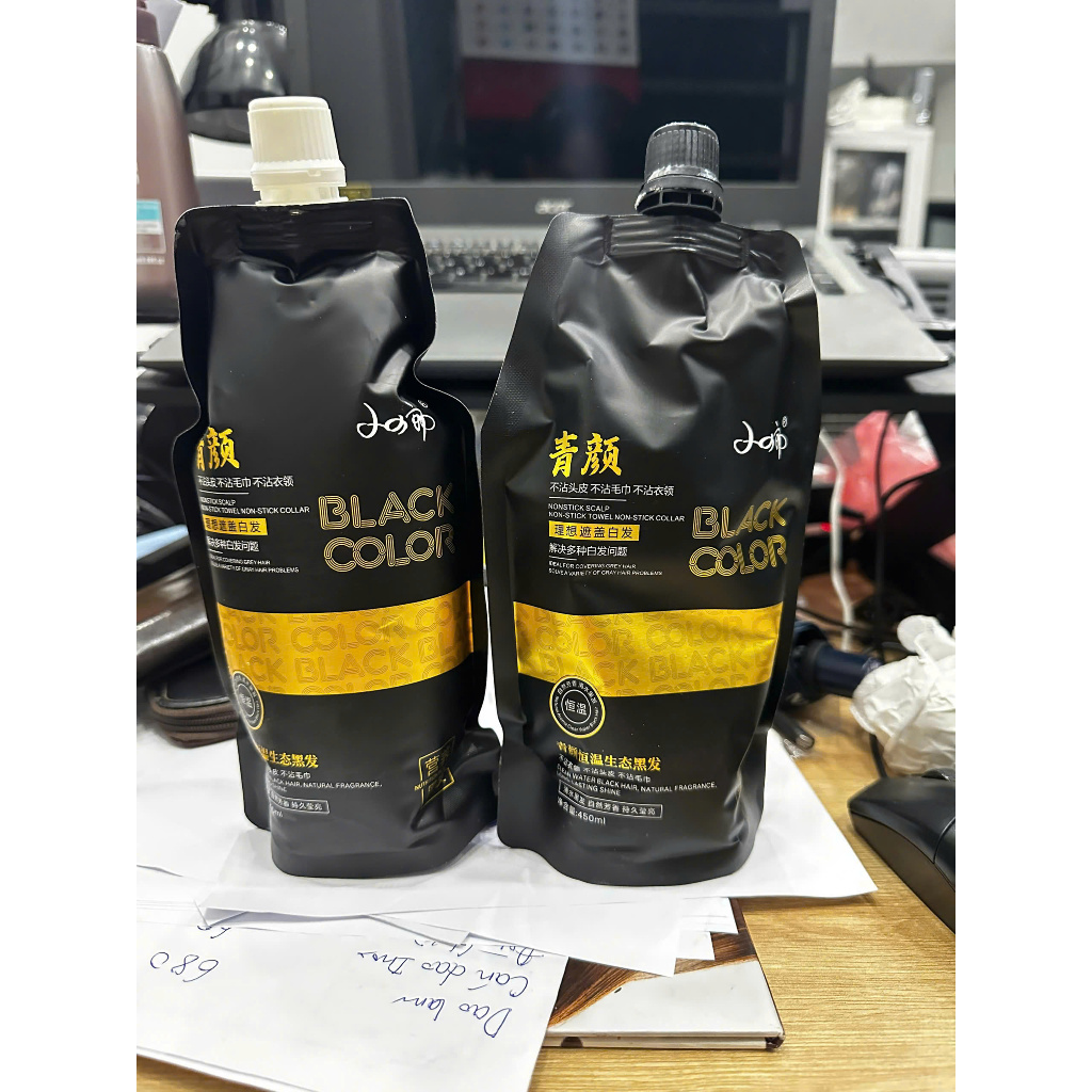 Thuốc nhuộm Đen Black Color 450mlx2 Phủ Bạc Không Dính, Không Phai Đỏ Xiao Si Lang Hair Dye Cream - 