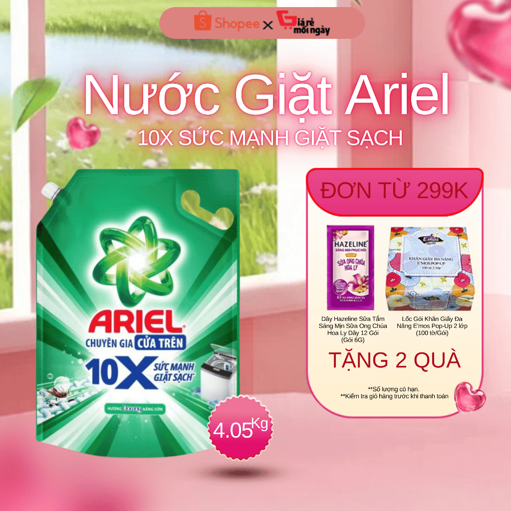 NƯỚC GIẶT ARIEL CỬA TRÊN 10X GIẶT SẠCH 4.05KG