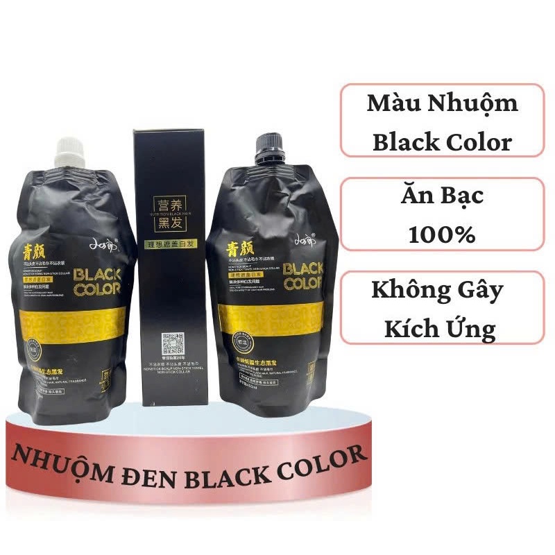 Nhuộm Phủ Bạc Đen Black Color Dạng Túi 450mlx2 Xiao Si lang Hair Dye Cream - TD120