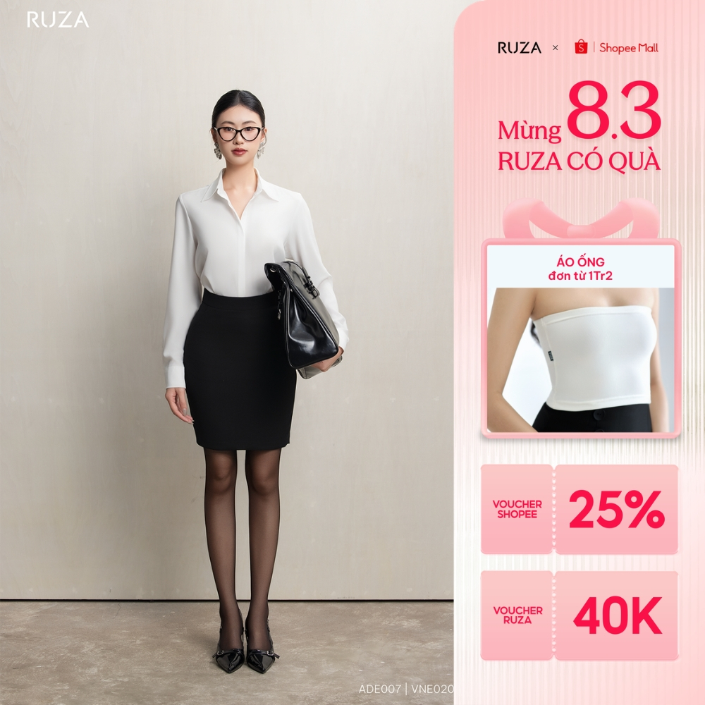Chân váy ngắn nữ RUZA lụa lạnh dáng công sở thời trang thanh lịch RUZA VNC008 09
