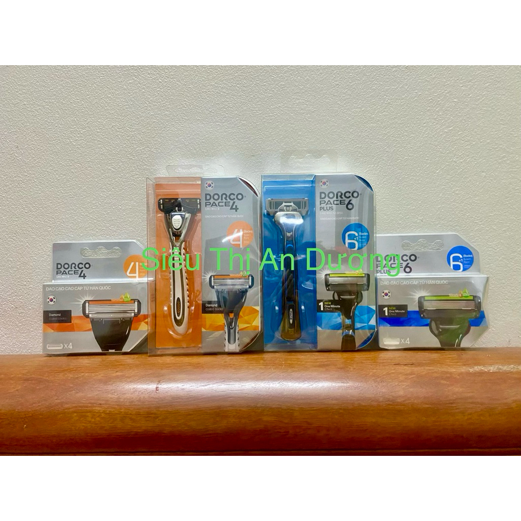 Dao cạo râu Dorco Pace cao cấp (Pace 4 và Pace 6 Plus) kèm lưỡi thay thế.
