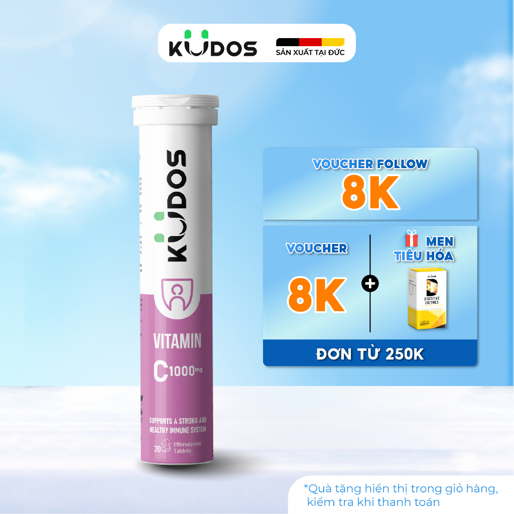 Thực phẩm bảo vệ sức khỏe KUDOS VITAMIN C 1000 MG hương dưa hấu (20 viên/tuýp)