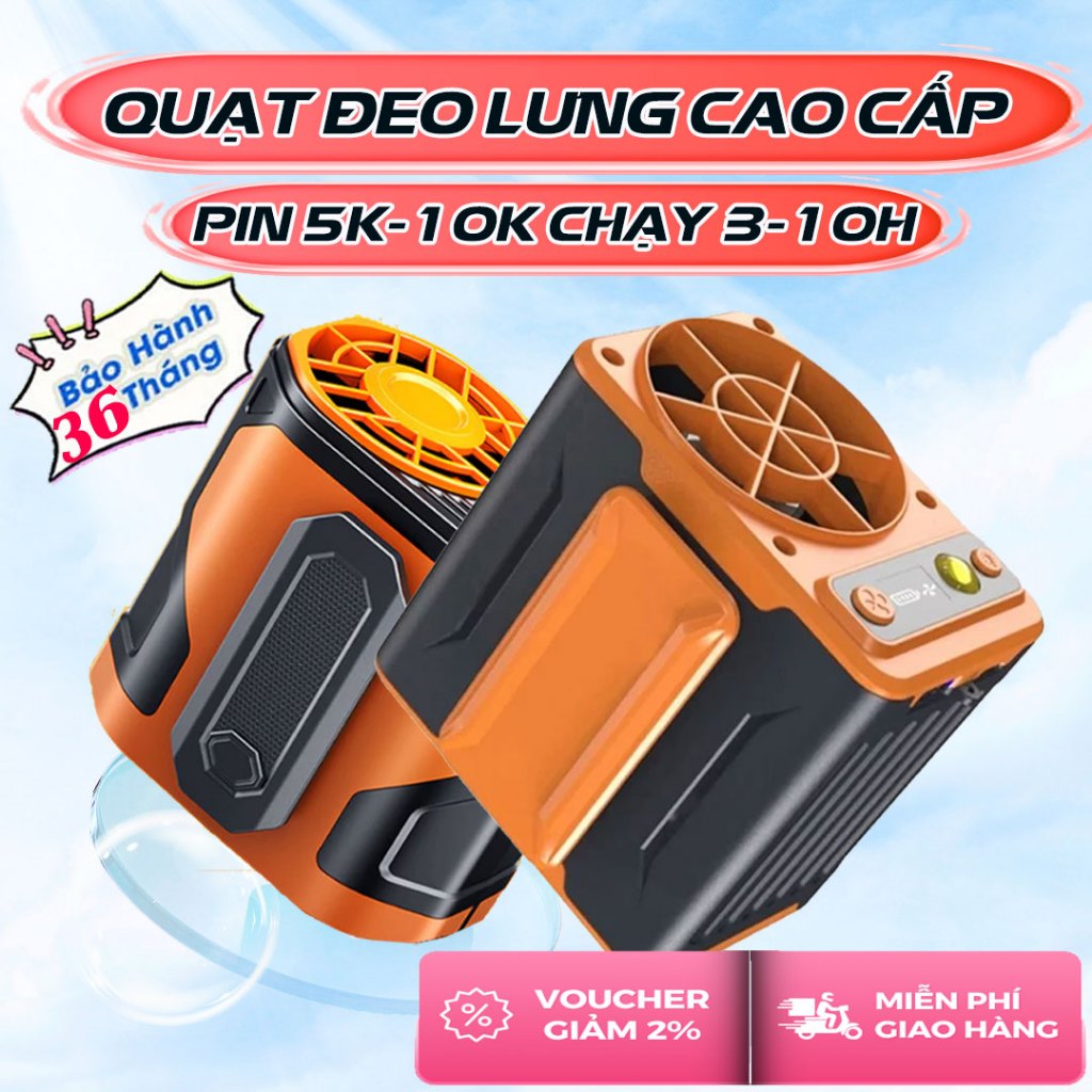 Quạt Mini Đeo Thắt Lưng Tirek F13 - Quạt Làm Mát Lưng. Chạy Liên Tục 12-48h. Dung Lượng Pin 10000mAh