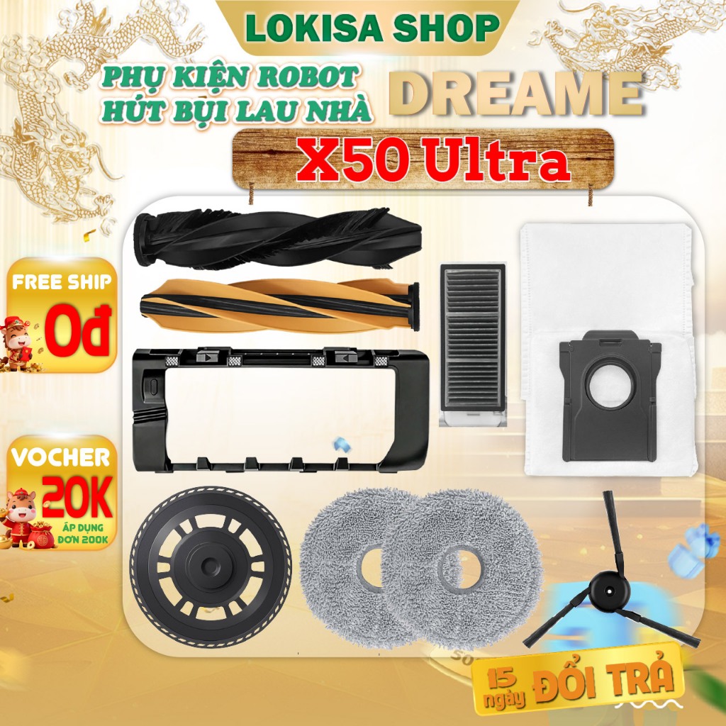 Phụ kiện robot hút bụi Dreame X50 Ultra - Phụ kiện Dreame X50 Ultra - Khăn lau robot dreame - Chổi c