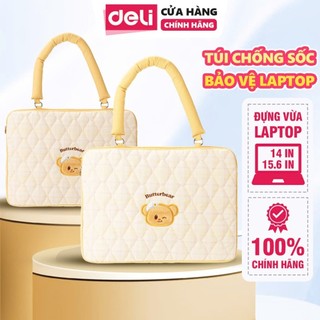 Túi Đựng Laptop Butter Bear Deli Gấu Bơ Đựng Laptop 16 inch Thiết Kế 2 Ngăn Chống Sốc Chất Vải Mềm Mịn Bảo Quản Tài Liệu