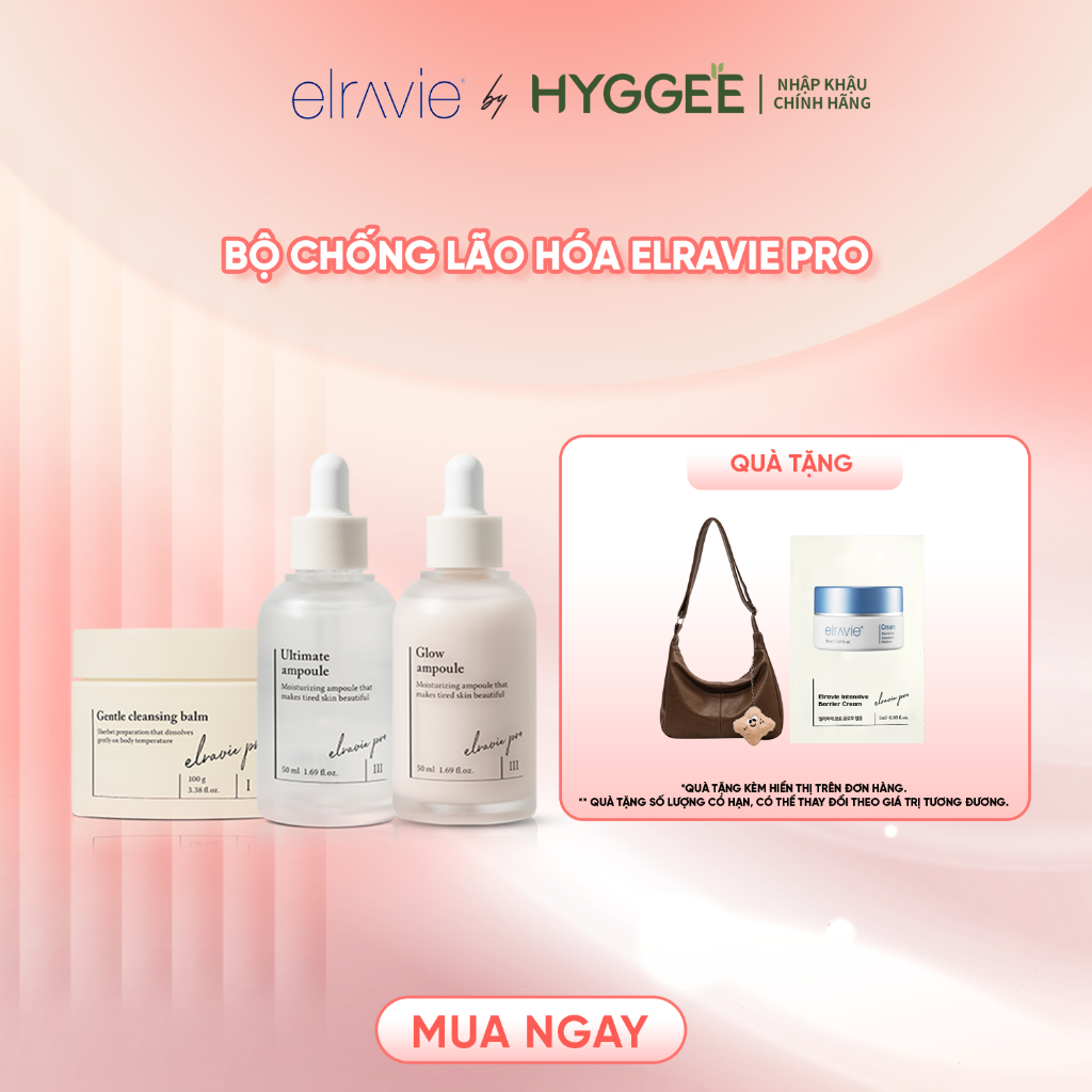 Bộ Chống Lão Hóa Elravie Pro – Cleanse + Glow Ampoule 50ml + Ultimate Ampoule 50ml