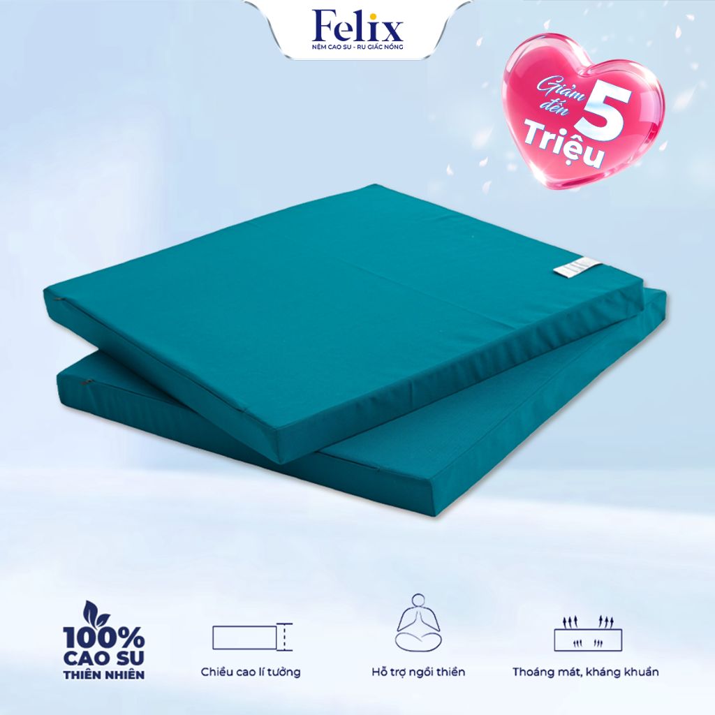 Nệm Cao Su Thiên Nhiên 100% FELIX ZEN Thoáng Khí, Êm Ái, Nâng Vững Chắc Cho Người Tập Yoga Tại Nhà, 