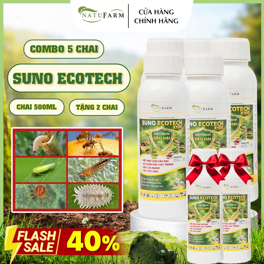 Combo 5 Tặng 2 Suno Ecotech chế phẩm sinh học NatuFarm 500ml Dùng Cho Cây Ăn Quả, Sầu Riêng, Cà Phê,
