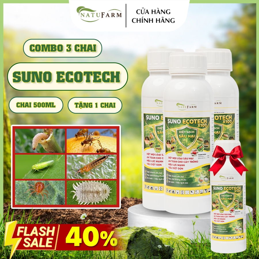 Combo 3 Tặng 1 Chai Suno Ecotech chế phẩm sinh học NatuFarm 500ml Hỗ Trợ Chăm Sóc Cây Sầu Riêng, Tiê