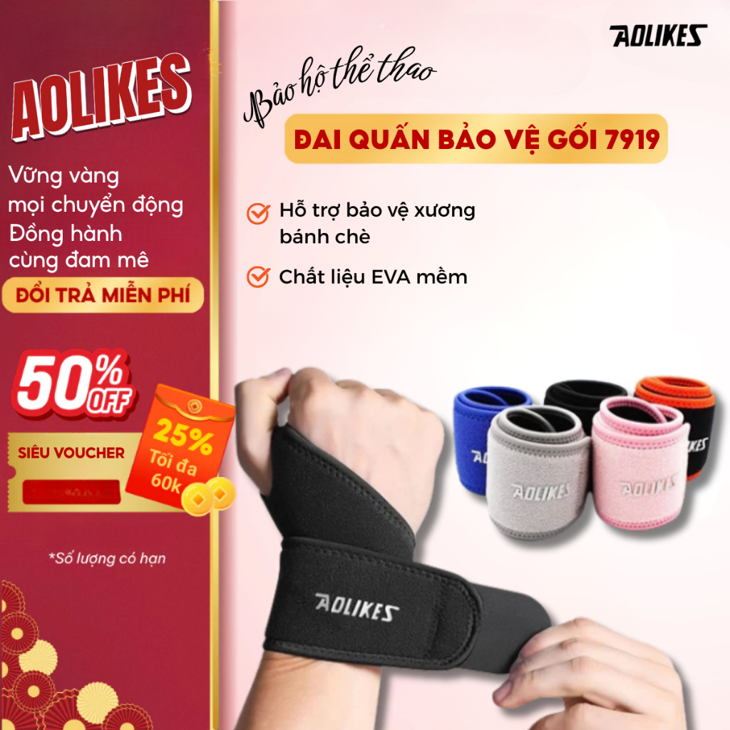 Băng quấn cổ tay Aolikes 7937 Đai quấn bảo vệ cổ tay hỗ trợ nẹp xương ống khớp cổ tay AOLIKES