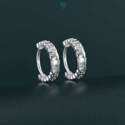 Bông tai bạc nữ tròn hoạ tiết kim tiền sang trọng mang tài lộc may mắn BTN0281 - Trang Sức TNJ
