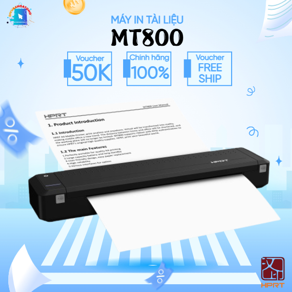 Máy In Giấy A4 Hprt MT800 - In Nhanh, Phân Giải Cao, Thiết Kế Gọn Nhẹ, Dung Lượng Pin Cao