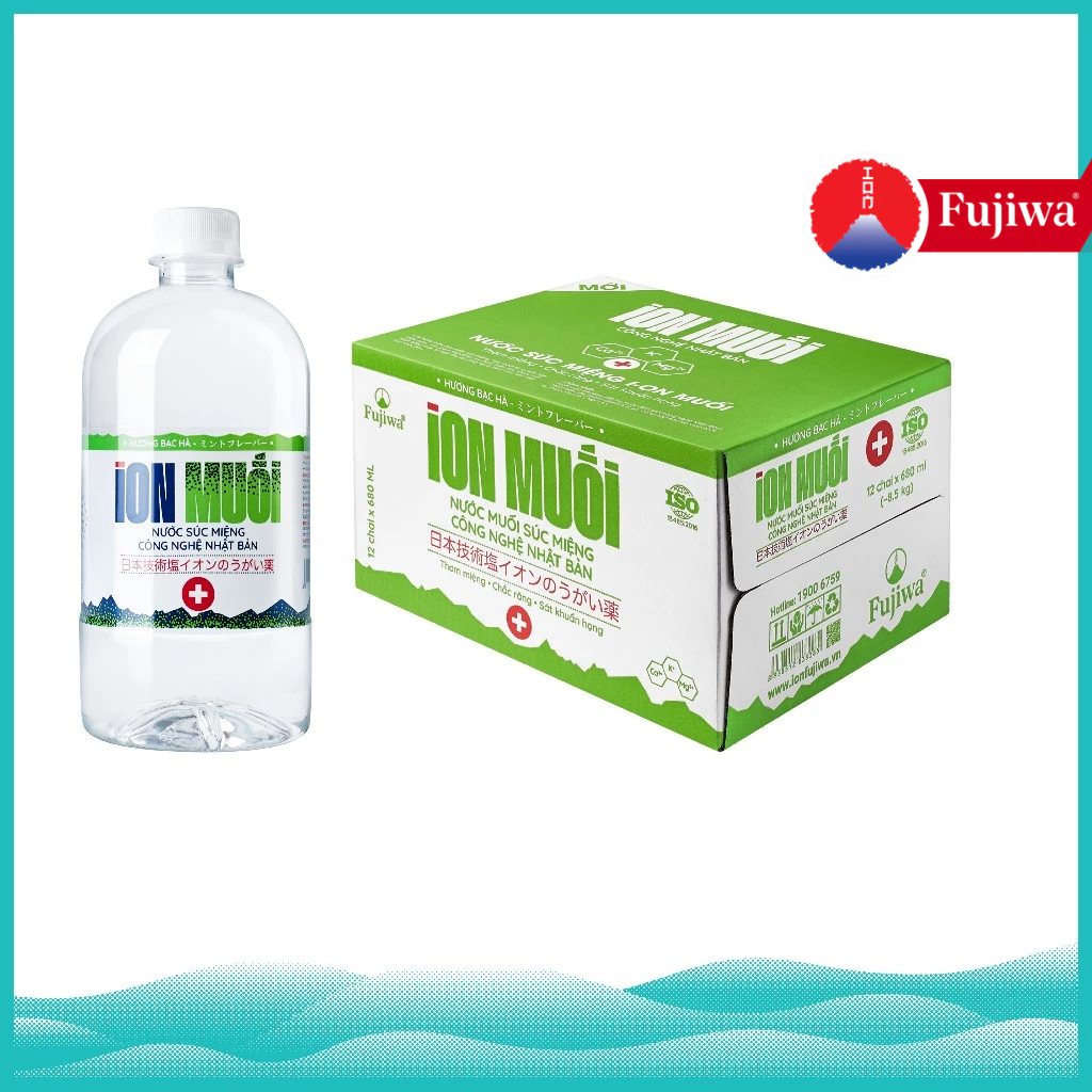 Thùng 12 Chai Nước Súc Miệng ION Muối Bạc Hà 680ml - Chăm sóc răng miệng, trắng răng, sát khuẩn vòm họng giảm đau họng