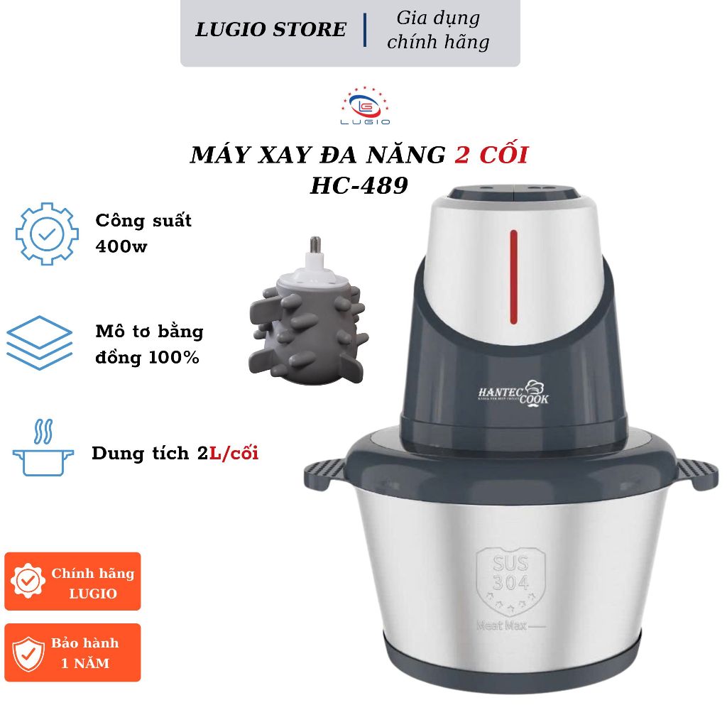 Máy xay đa năng HANTECCOOK model HC-489 đa năng 2 cối công suất 400w bảo hành 12 tháng