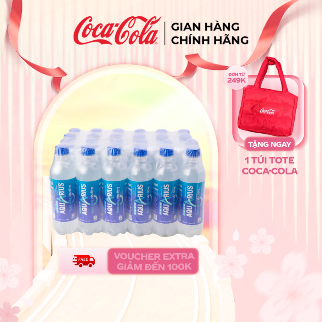 Lốc 24 Chai Nước Điện Giải Bù Khoáng Thể Thao Aquarius 390ml/Chai CocaCola_Official_Store Sale 25.3_