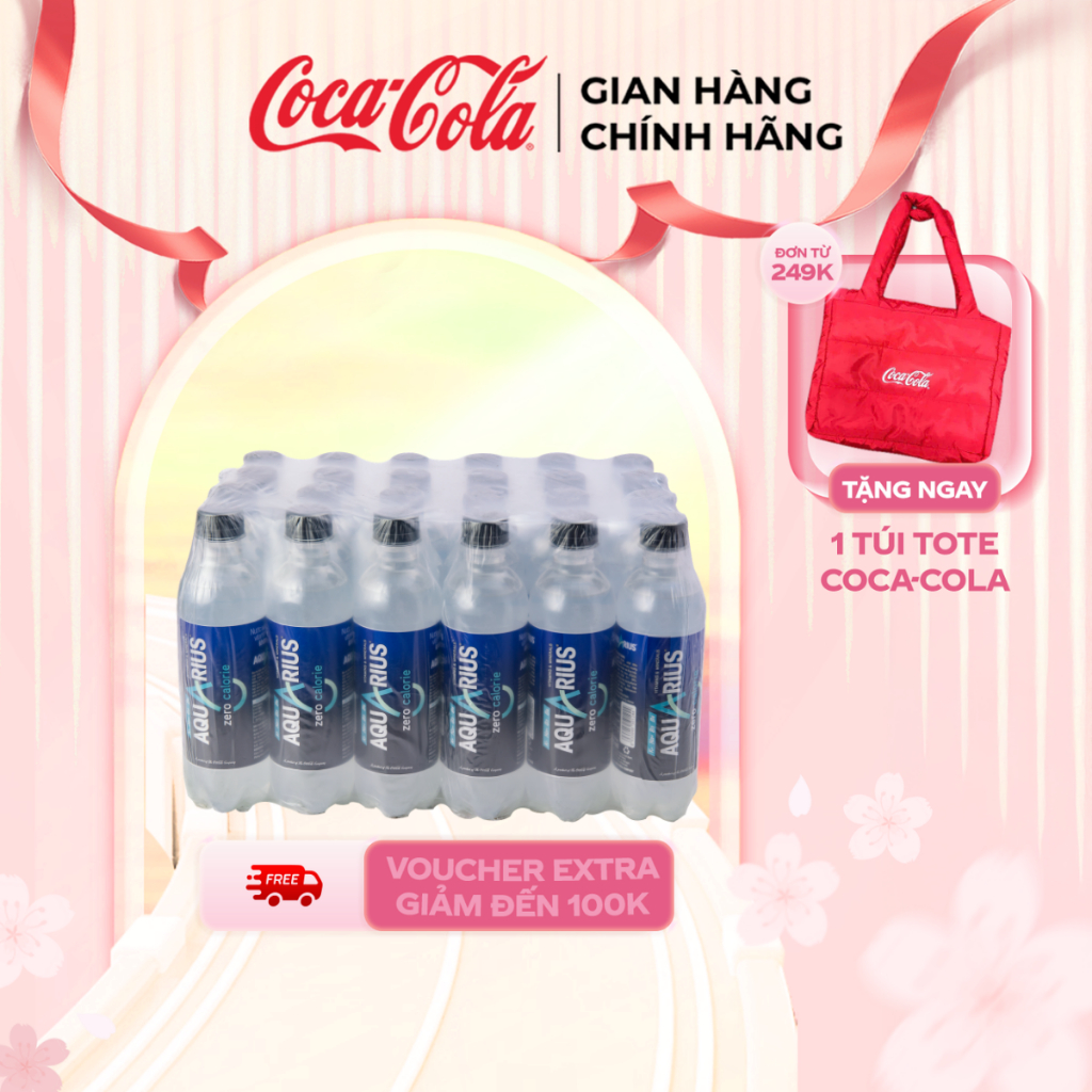 Lốc 24 Chai Nước Điện Giải Bù Khoáng Không Đường Aquarius Zero 390ml/Chai CocaCola_Official_Store Sa