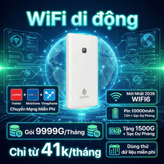 Wifi di động, không cần thẻ SIM, hỗ trợ chuyển đổi nhanh giữa Viettel/Vinaphone/Mobifone, pin dung lượng lớn 10000mAh