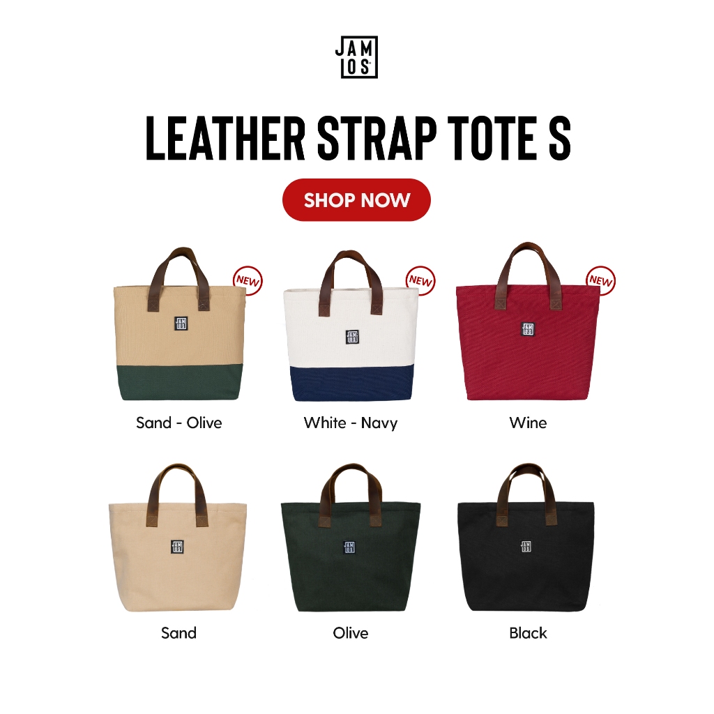Jamlos Leather Strap Tote S - Túi tote vải canvas quai da bò sáp cỡ nhỏ