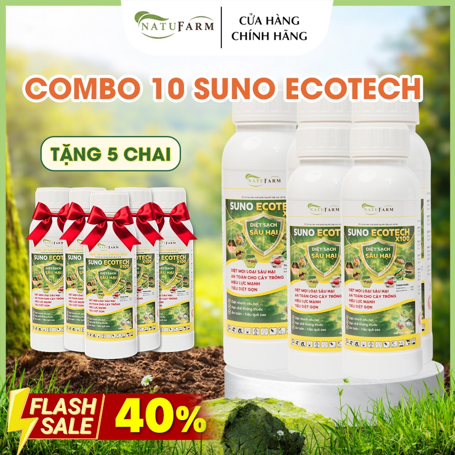 Combo 10 Tặng 5 Suno Ecotech chế phẩm sinh học NatuFarm hỗ trợ dưỡng hoa quả, ổn định cây trồng chai