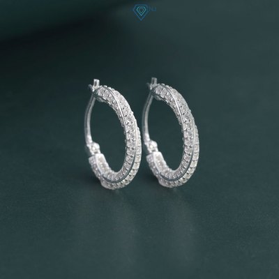 Bông tai bạc nữ tròn xoắn đính đá chốt đẩy sang trọng BTN0282 - Trang Sức TNJ