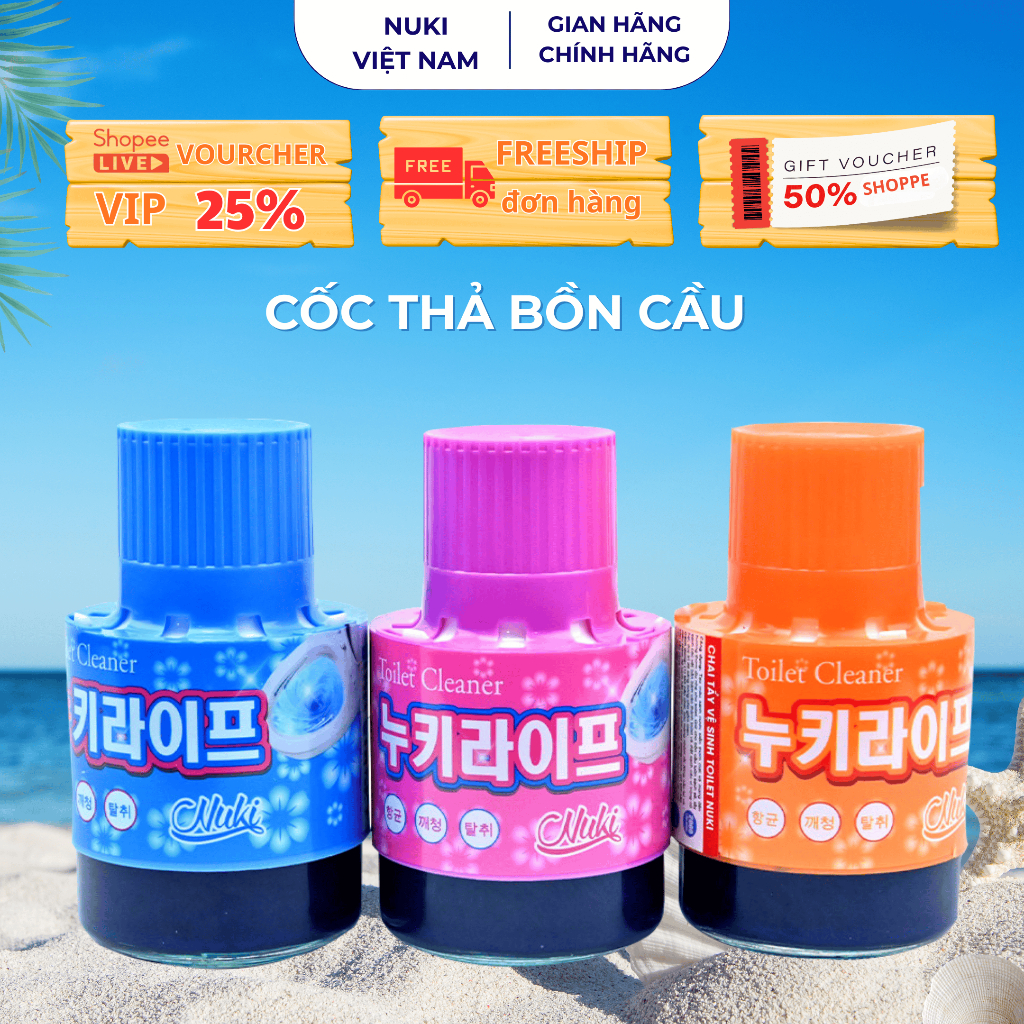 Cốc thả bồn cầu NUKI 380g - Giải pháp cho bồn cầu trắng sáng, thơm tho - Diệt khuẩn 99,9%