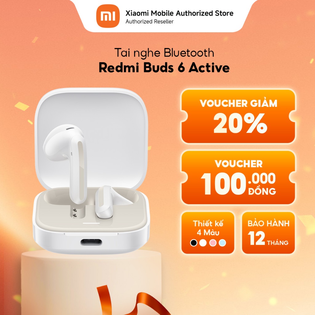 Tai nghe Bluetooth Redmi Buds 6 Active | Thời lượng hoạt động 30h | Micro kép giảm ồn | Giảm độ trễ 