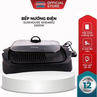 Bếp Nướng Điện Sunhouse SHD4602 - Bảo Hành 12 Tháng, Khay Chứa Nước Hạn Chế Khói, Chứa Mỡ Thừa