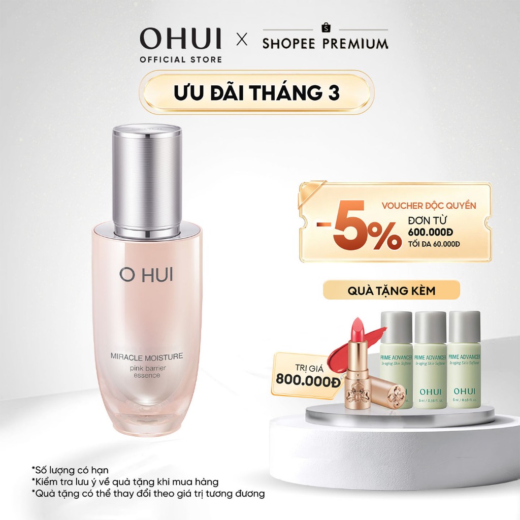 [OHUI Official] Tinh chất dưỡng ẩm căng bóng làn da OHUI Miracle Moisture Pink Barrier Essence 50ml