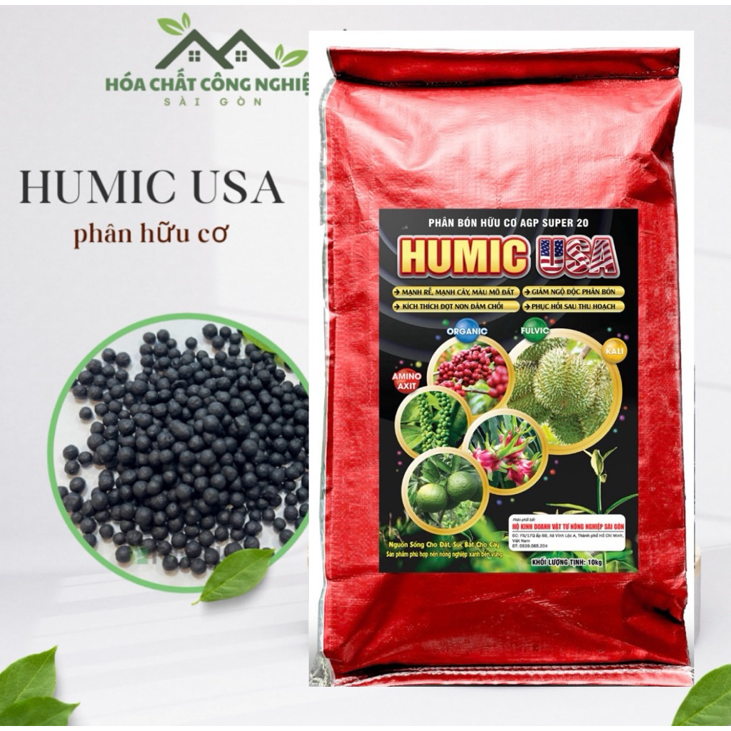 Bao 10kg humic viên Usa bao đỏ  - Hữu cơ viên siêu tốt cây cảnh cây ăn n trái