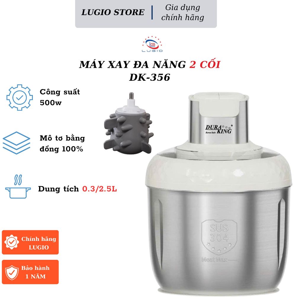 Máy xay đa năng DURAKING model DK-356 công suất 500w 2 cối đa năng bảo hành 12 tháng
