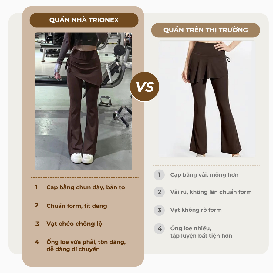 [Loại đẹp] Quần dài phối váy đi tập gym TRIONEX, tập yoga che khuyết điểm, ống loe hack dáng | BigBuy360 - bigbuy360.vn