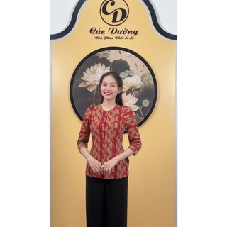 Áo lẻ bà ba nữ tay lỡ cổ tròn in họa tiết, vải thun lưới co giãn 4 chiều thoáng mát - Cúc Dưỡng - Mã M