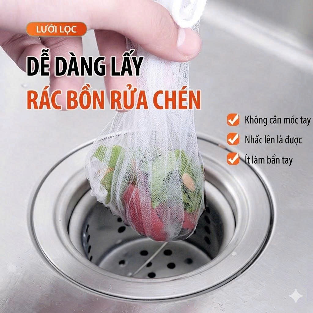 Combo 100 túi lọc rác bồn rửa chén