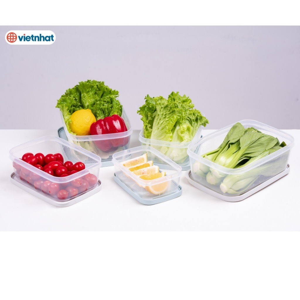 Bộ 3 Hộp Thực Phẩm Chữ Nhật 6596 (1,2,3) Hokori - Hộp Nhựa Việt Nhật Cao Cấp Bảo Quản Tủ Lạnh Chống 