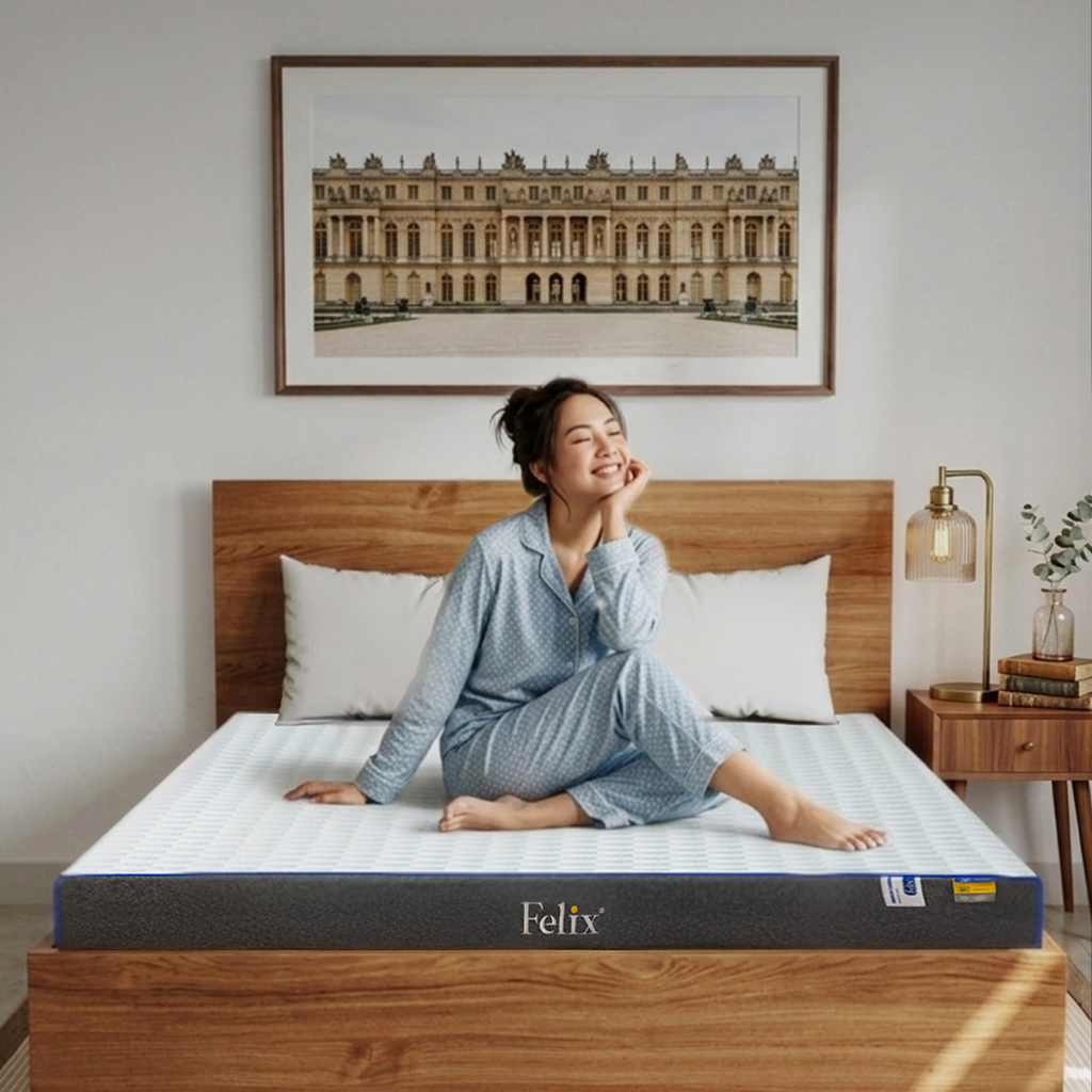 [GIAO TẬN CỬA]Nệm Cao Su Thiên Nhiên Than Tre Felix Premium Silver Carbon Kháng Cháy Kháng Khuẩn Tho