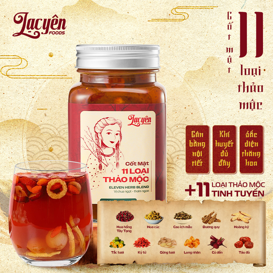 Cốt Mật 11 Loại Thảo Mộc Đạt Chứng Nhận ISO 22000 Lạc Yên Foods, Thơm Đậm Táo Đỏ, Thảo Mộc Tự Nhiên