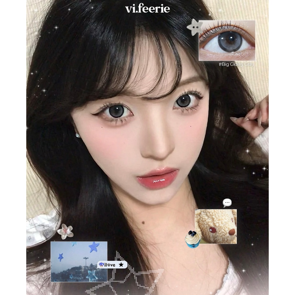 (OLENS) Lens 1 ngày | BIG GLOWY GRAY | LYNSU (ĐÔI)