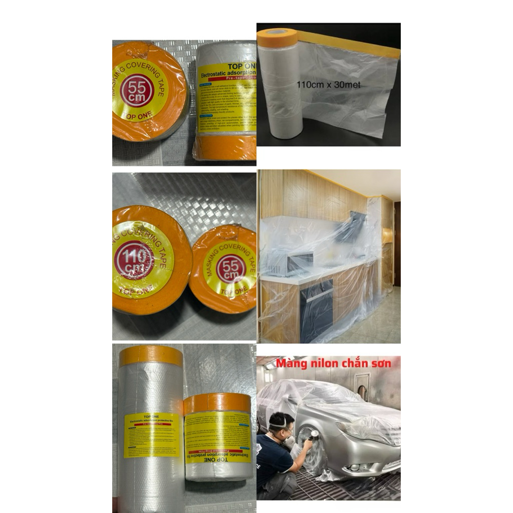 Băng keo nilon che chắn khi phun sơn , sơn xe và chống bụi. ( 55cm & 110cm )