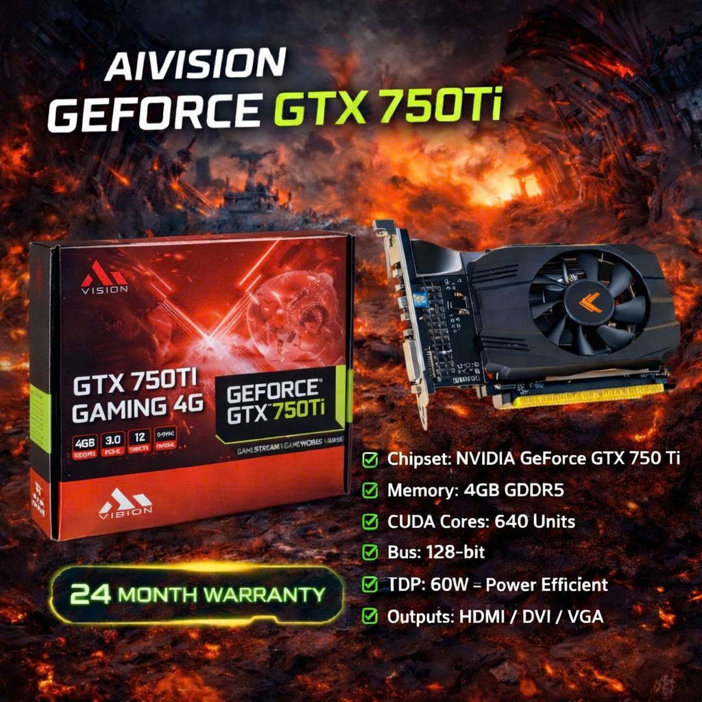 VGA GeForce AIVISION 750Ti 4G DR5 - Box FV - Card màn hình  GTX750Ti 4GB GDDR5 - GPU CHÍNH HÃNG