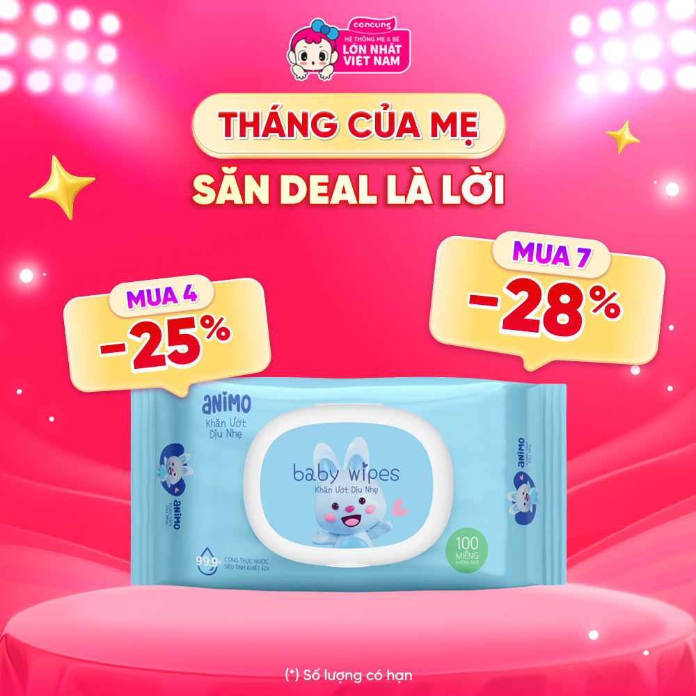 Khăn Ướt Dịu Nhẹ Animo không mùi (100 tờ)