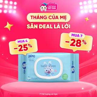 Khăn Ướt Dịu Nhẹ Animo không mùi (100 tờ)