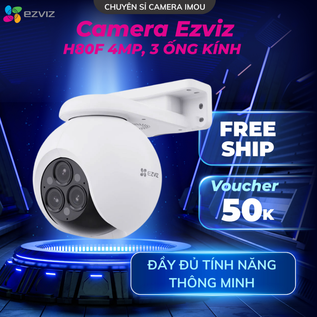 Camera Wifi EZVIZ H80f Multi 2K 3 Ống Kính Ngoài Trời Zoom Xa 12x, Đàm Thoại 2 Chiều, Quan Sát 360°
