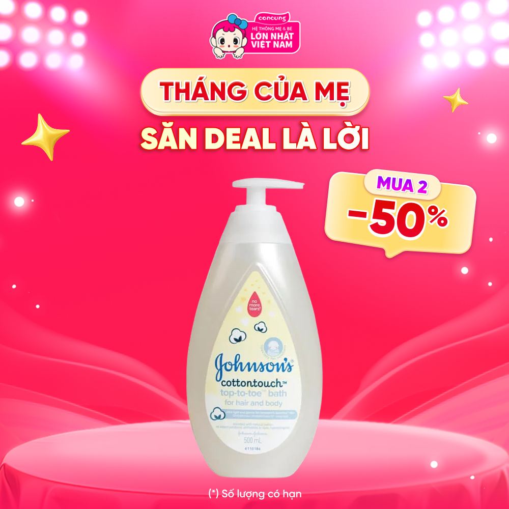 Tắm gội dịu nhẹ như bông Johnson's baby cotton touch cho bé 500ml